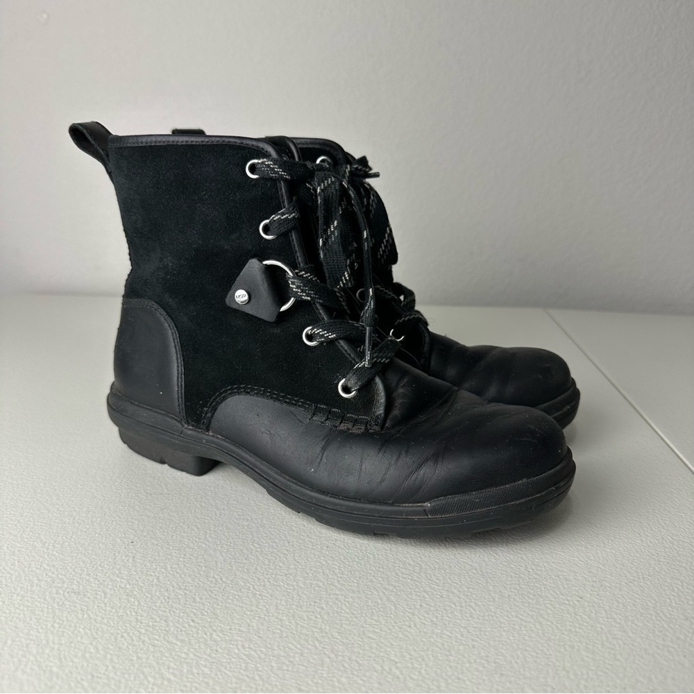 Ugg Black Hapsburg Biker Zip Up Leather Boots Size 7